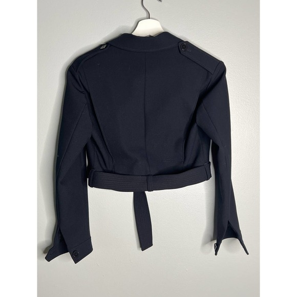 {Maje} 🔷 Black Via Cropped Belted Military Style Blazer - Picture 7 of 9